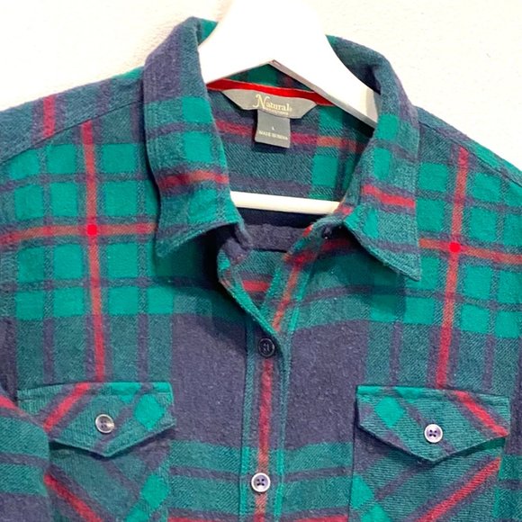 Natural Reflections 2 PACK Long Sleeve Plaid Button Down Shirt Top Large - Picture 11 of 15